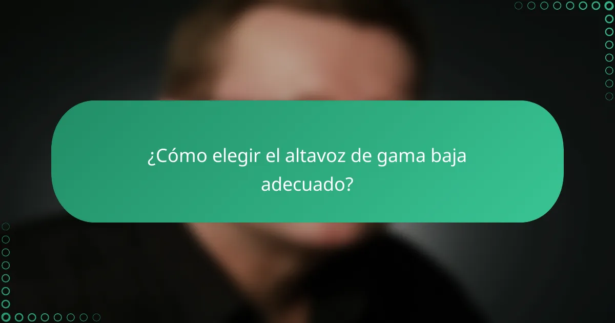 ¿Cómo elegir el altavoz de gama baja adecuado?