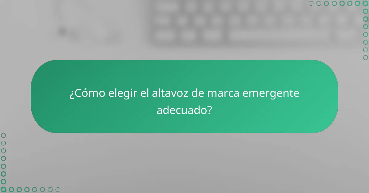 ¿Cómo elegir el altavoz de marca emergente adecuado?