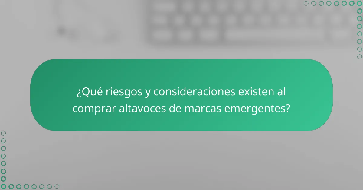 ¿Qué riesgos y consideraciones existen al comprar altavoces de marcas emergentes?